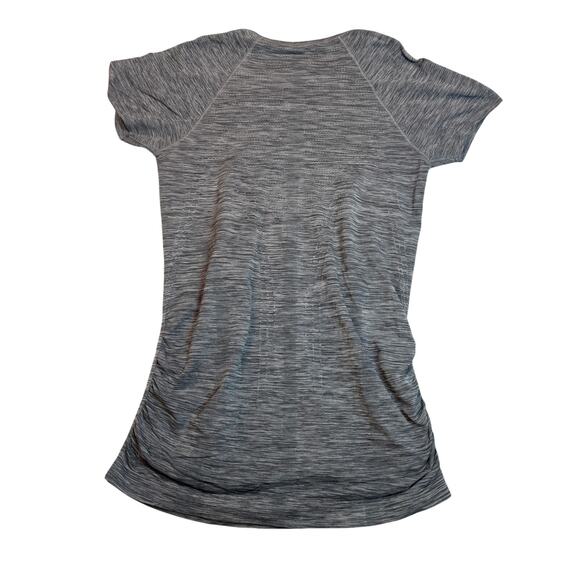 Athleta Speedlight Seamless Tee Gray Heather Womens Small S Short Sleeve Ruched - Picture 2 of 5